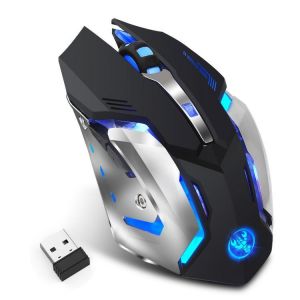 לגיימר - ציוד גיימינג ומחשבים עכברים אלחוטיים HXSJ M10 Wireless 2.4GHz Gaming Mouse Ergonomic Colors Backlight Gaming Mouse 2400DPI Mice
