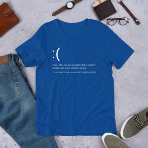 לגיימר - ציוד גיימינג ומחשבים ביגוד ואופנה לגיימר חולצת גיימר Blue screen